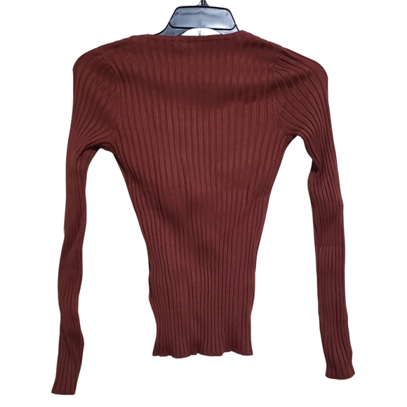 INC International Concepts Petite Sweater Gold Chain Ribbed P/P Deep Sienna NWT! - Picture 3 of 4